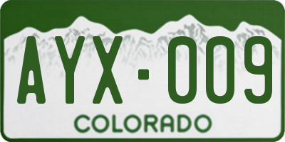 CO license plate AYX009