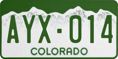 CO license plate AYX014
