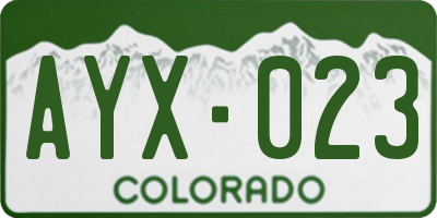 CO license plate AYX023