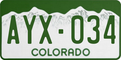 CO license plate AYX034