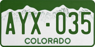 CO license plate AYX035