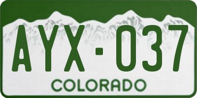 CO license plate AYX037