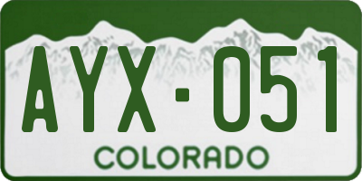 CO license plate AYX051