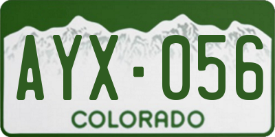 CO license plate AYX056