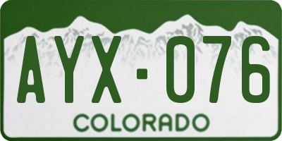 CO license plate AYX076