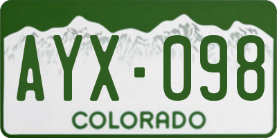CO license plate AYX098