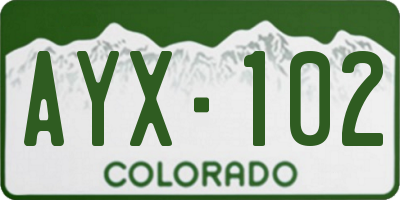 CO license plate AYX102
