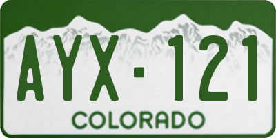 CO license plate AYX121