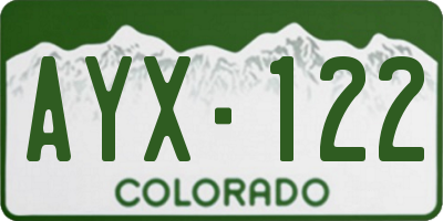 CO license plate AYX122