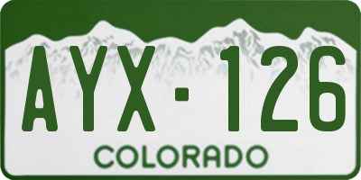 CO license plate AYX126