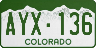 CO license plate AYX136