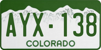 CO license plate AYX138