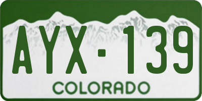 CO license plate AYX139