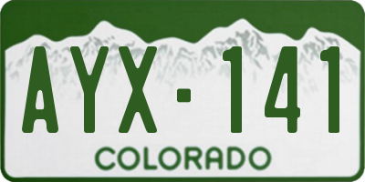 CO license plate AYX141
