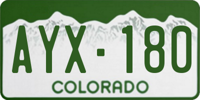 CO license plate AYX180