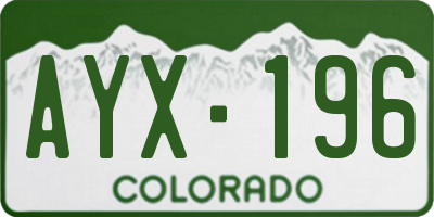 CO license plate AYX196