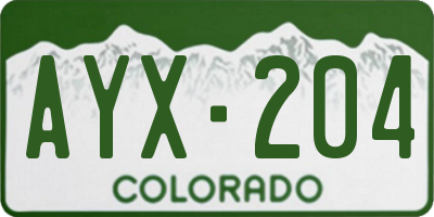 CO license plate AYX204