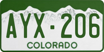CO license plate AYX206