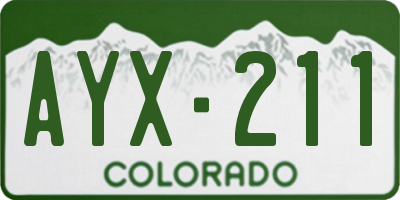 CO license plate AYX211