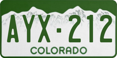 CO license plate AYX212