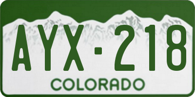 CO license plate AYX218