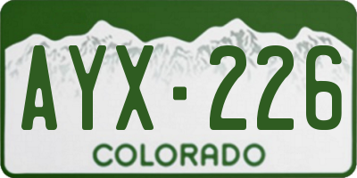 CO license plate AYX226