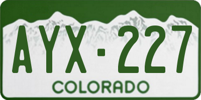 CO license plate AYX227