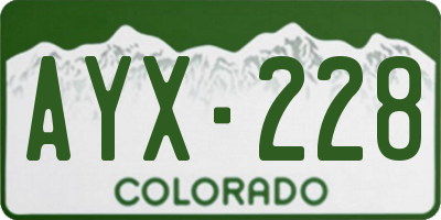 CO license plate AYX228