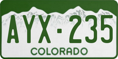 CO license plate AYX235
