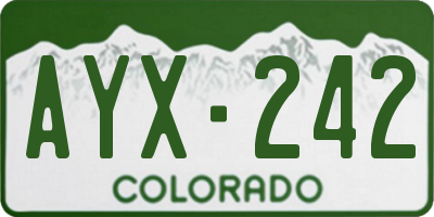 CO license plate AYX242