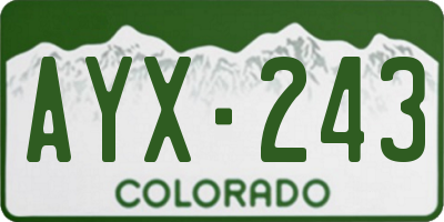 CO license plate AYX243
