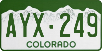 CO license plate AYX249