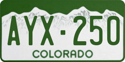 CO license plate AYX250