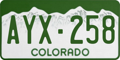 CO license plate AYX258