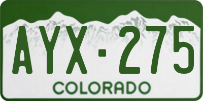 CO license plate AYX275