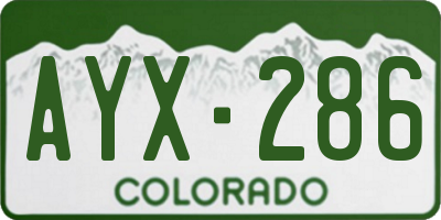 CO license plate AYX286