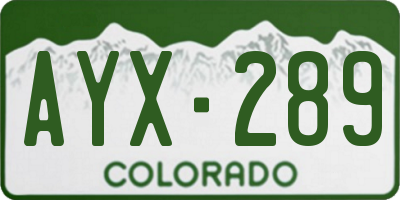 CO license plate AYX289