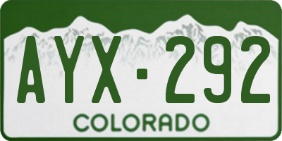 CO license plate AYX292