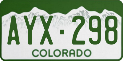 CO license plate AYX298