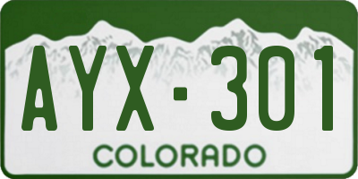 CO license plate AYX301