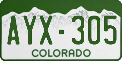 CO license plate AYX305