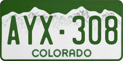 CO license plate AYX308