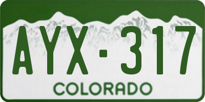CO license plate AYX317