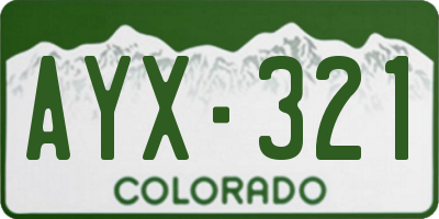 CO license plate AYX321