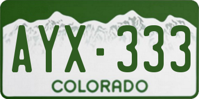 CO license plate AYX333