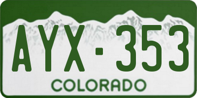 CO license plate AYX353