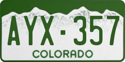 CO license plate AYX357