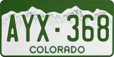 CO license plate AYX368