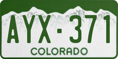 CO license plate AYX371