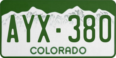 CO license plate AYX380